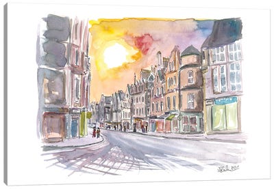 Scottish Sunset In Cockburn Street Edinburgh Canvas Art Print - Edinburgh