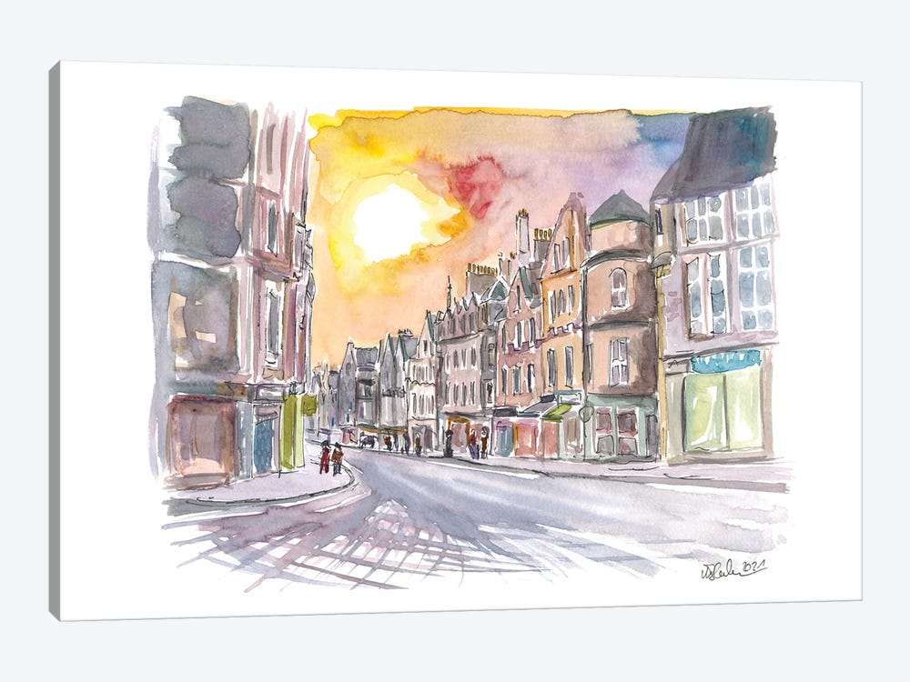 Scottish Sunset In Cockburn Street Edinburgh by Markus & Martina Bleichner 1-piece Canvas Print