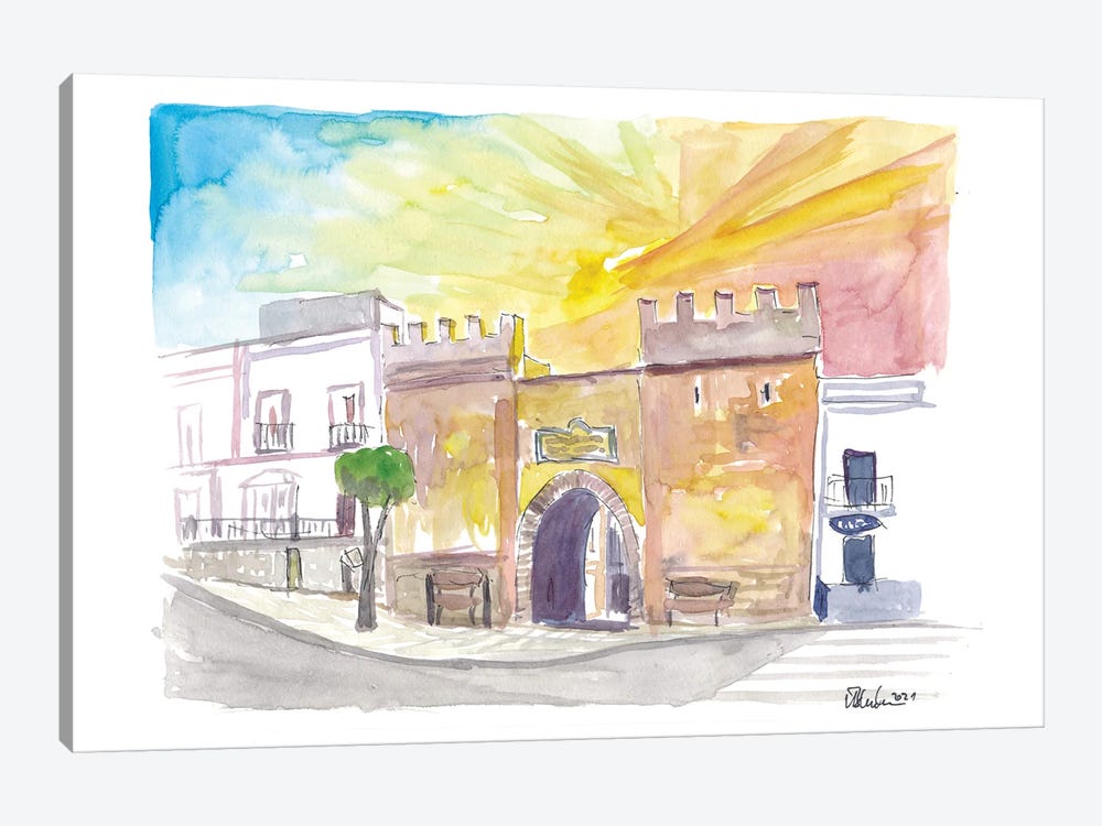 Tarifa Spain Andalusia Old Town Gate And Costa De La Luz Dreams by Markus & Martina Bleichner 1-piece Art Print