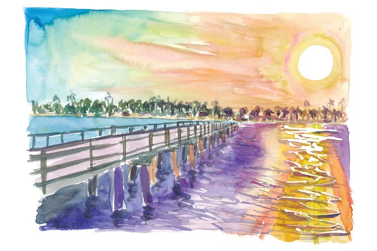 Gorgeous Sunset In Naples Florida On Romantic Pier by Markus & Martina Bleichner wall art