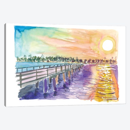 Gorgeous Sunset In Naples Florida On Romantic Pier Canvas Print #MMB642} by Markus & Martina Bleichner Art Print
