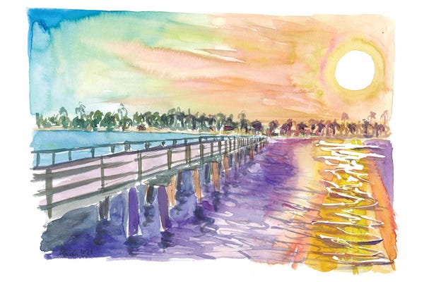 Markus & Martina Bleichner: Gorgeous Sunset In Naples Florida On Romantic Pier by Markus & Martina Bleichner