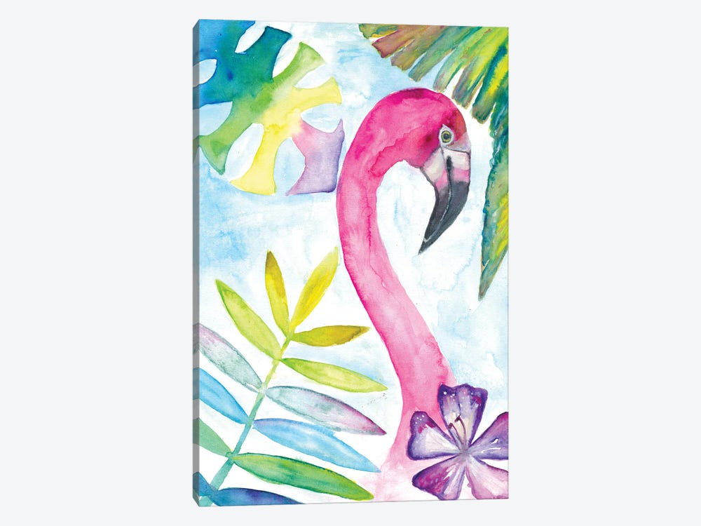 Pink Flamingo With Tropical Smile by Markus & Martina Bleichner 1-piece Canvas Print