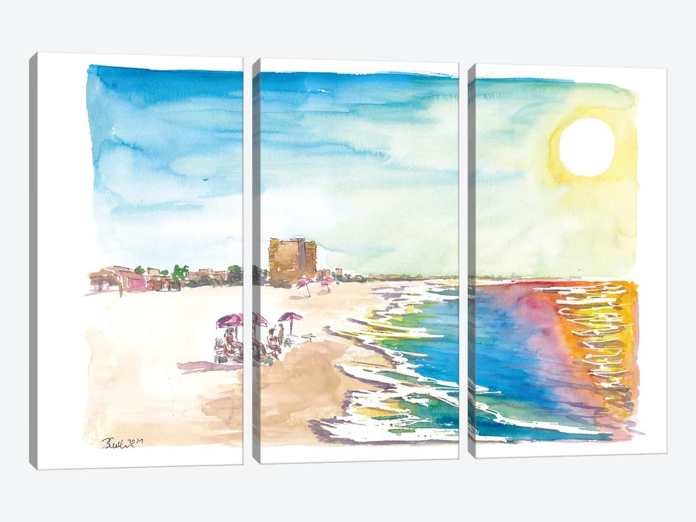 Lonely Beach Time In Fort Myers Florida by Markus & Martina Bleichner 3-piece Canvas Art