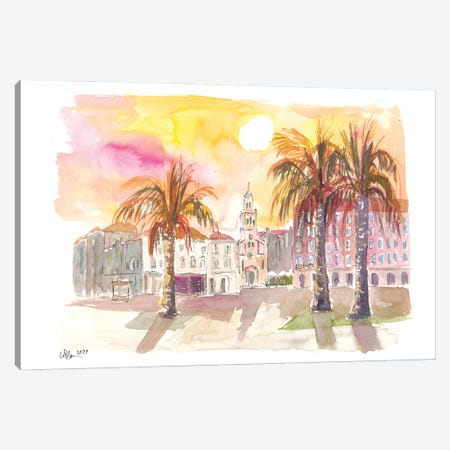 Enjoying The Palms In Split Croatia With Warm Sunlight Canvas Print #MMB646} by Markus & Martina Bleichner Canvas Art