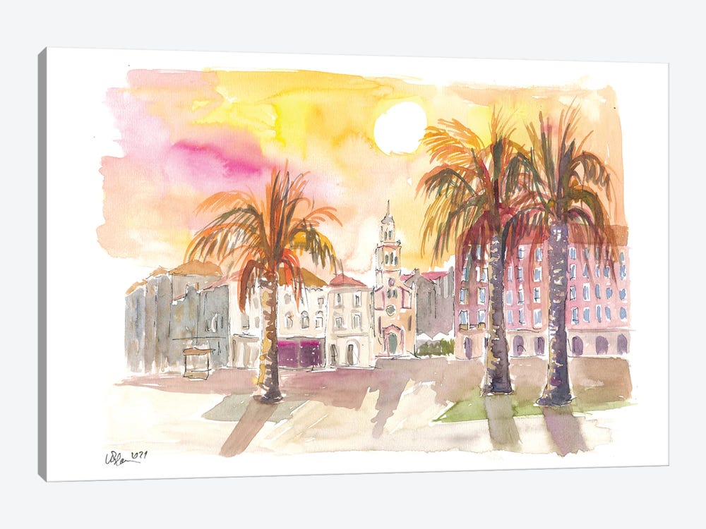 Enjoying The Palms In Split Croatia With Warm Sunlight by Markus & Martina Bleichner 1-piece Canvas Art Print