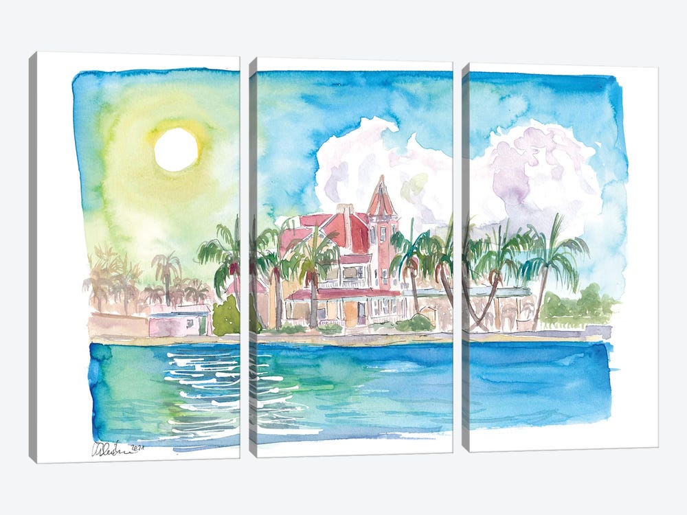 Southernmost Key West Florida Water Reflections And House by Markus & Martina Bleichner 3-piece Canvas Artwork