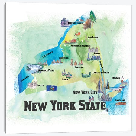 USA, New, York State Travel Poster Canvas Print #MMB64} by Markus & Martina Bleichner Canvas Art