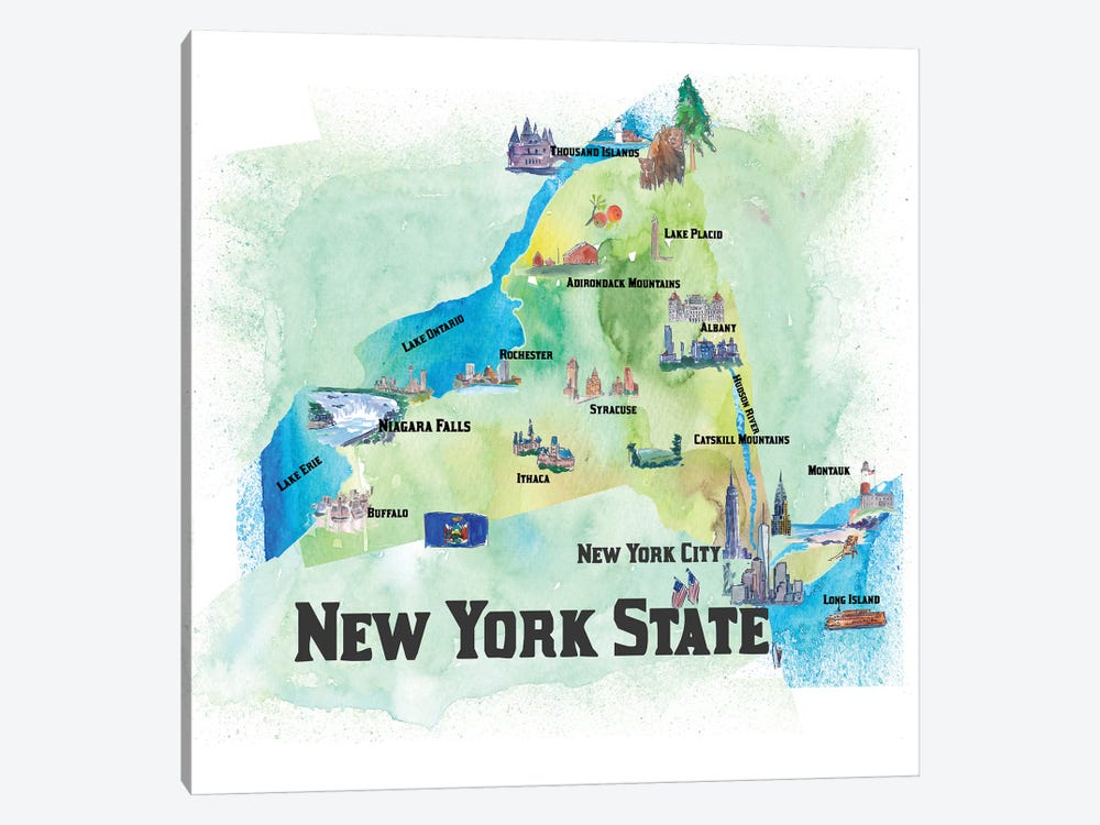 USA, New, York State Travel Poster by Markus & Martina Bleichner 1-piece Canvas Print