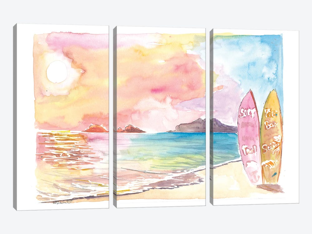 Caribbean Beach Dreams At Sunset, US Virgin Islands by Markus & Martina Bleichner 3-piece Canvas Art
