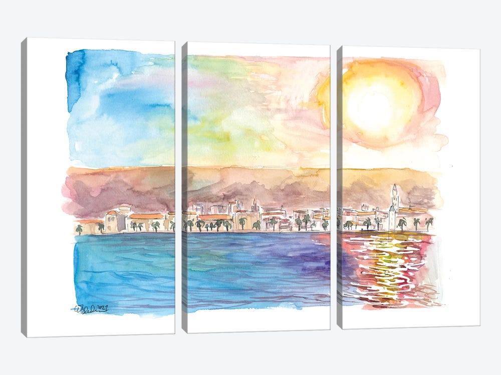In The Morning Sun On The Adriatic Sea, Split, Croatia by Markus & Martina Bleichner 3-piece Canvas Print