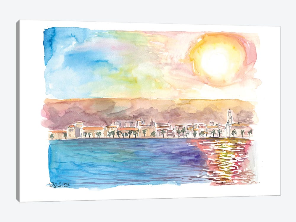 In The Morning Sun On The Adriatic Sea, Split, Croatia by Markus & Martina Bleichner 1-piece Canvas Print