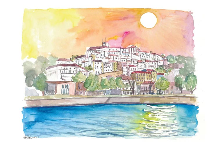 Romantic Sunset Over Old Town, Coimbra, Portugal