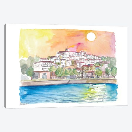 Romantic Sunset Over Old Town, Coimbra, Portugal Canvas Print #MMB658} by Markus & Martina Bleichner Canvas Art