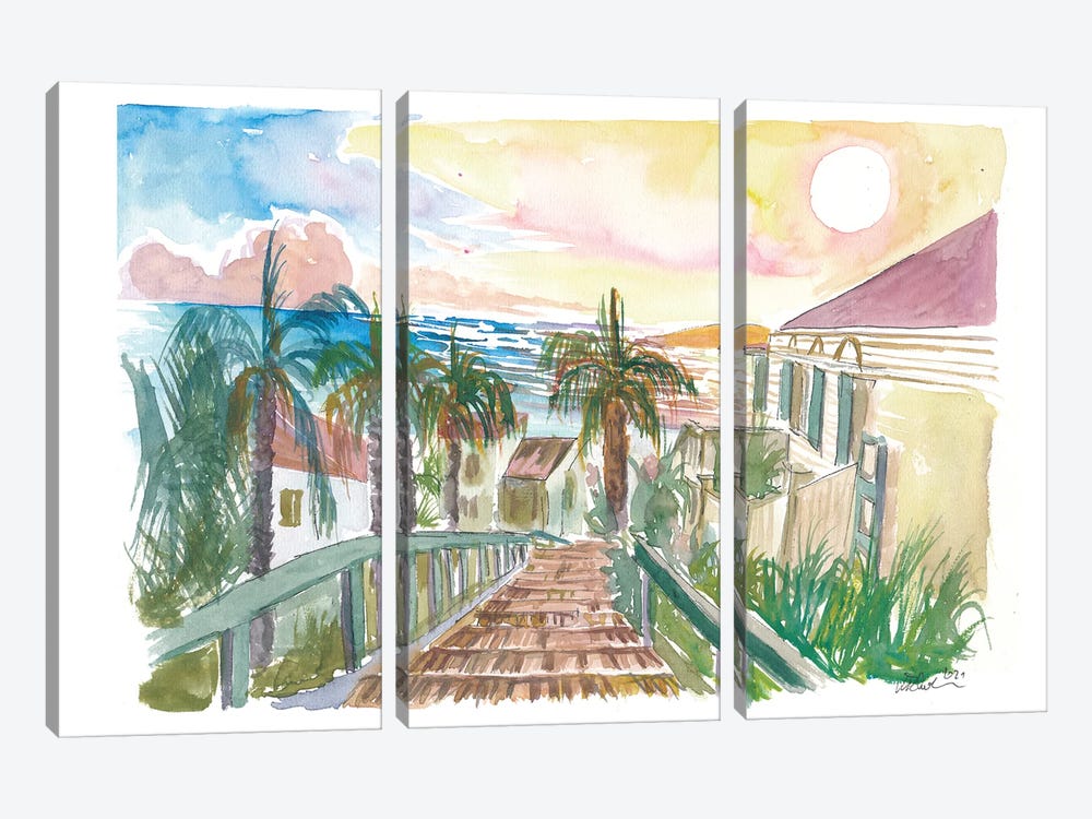99 Steps Stairway, Charlotte Amalie, St. Thomas, US Virgin Islands by Markus & Martina Bleichner 3-piece Canvas Art Print