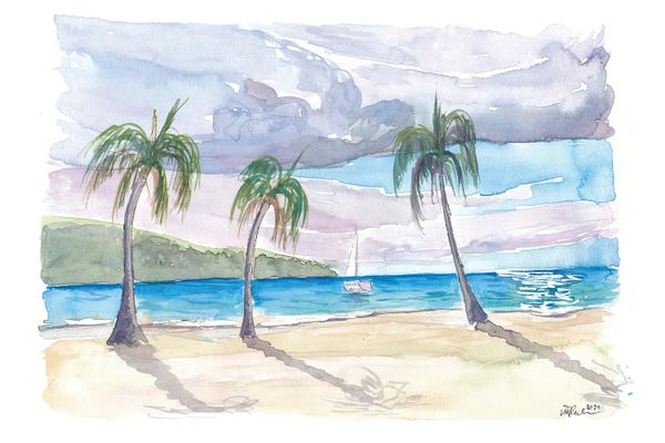 Markus & Martina Bleichner: Lonely Sailboat In The Bay, Saint Vincent, Grenadines by Markus & Martina Bleichner