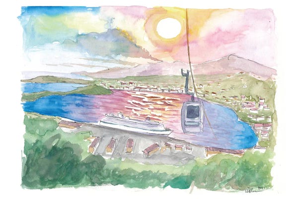 Cruise Ships: Skyride To Paradise Point With Crown Bay, Charlotte Amalie, St. Thomas by Markus & Martina Bleichner