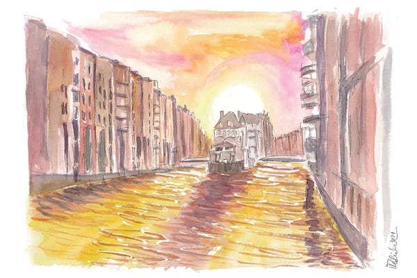 Hamburg: Sunset Over The Inimitable Speicherstadt, Hamburg, Germany by Markus & Martina Bleichner
