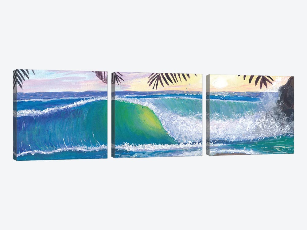 Tropical Dreams With Translucent Wave In Luxury Hideaway by Markus & Martina Bleichner 3-piece Canvas Art Print
