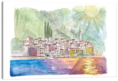 Famous Lake Como View, Varenna, Lombardy, Italy Canvas Art Print