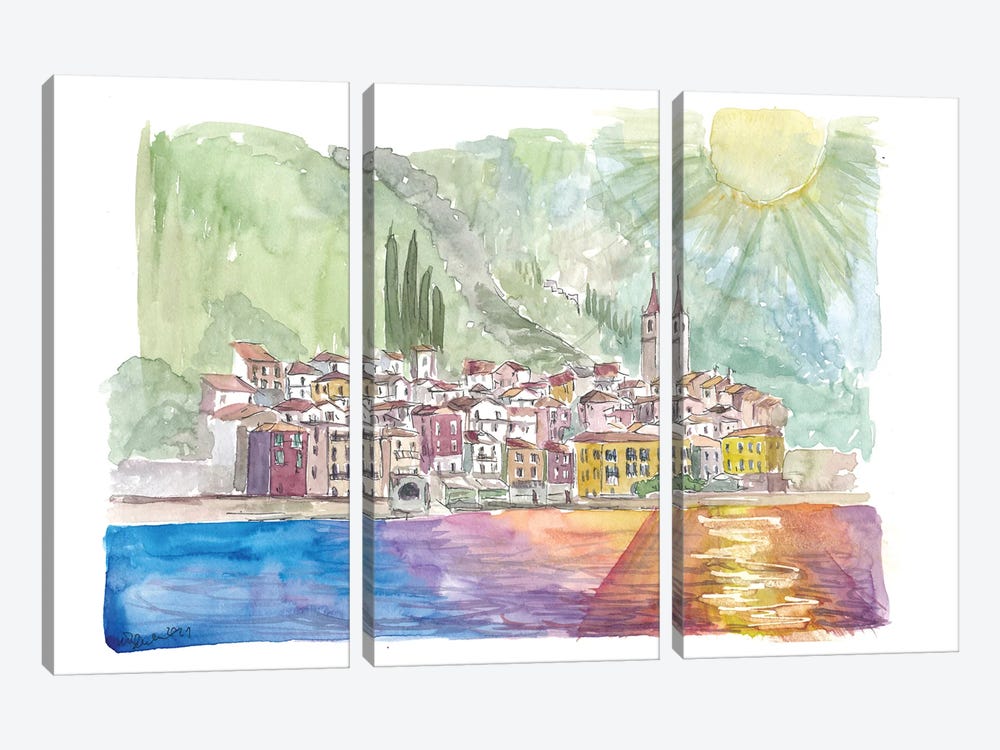 Famous Lake Como View, Varenna, Lombardy, Italy by Markus & Martina Bleichner 3-piece Canvas Wall Art
