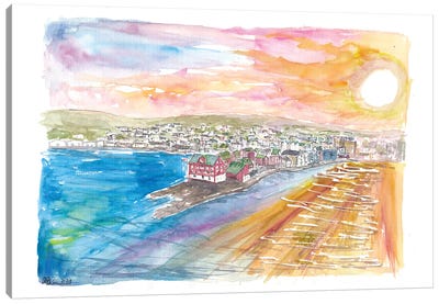 Faroe Islands Torshavn View And Late Afternoon Sun Canvas Art Print - Denmark Art