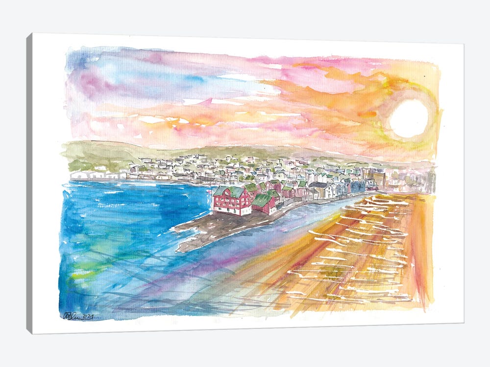 Faroe Islands Torshavn View And Late Afternoon Sun by Markus & Martina Bleichner 1-piece Art Print