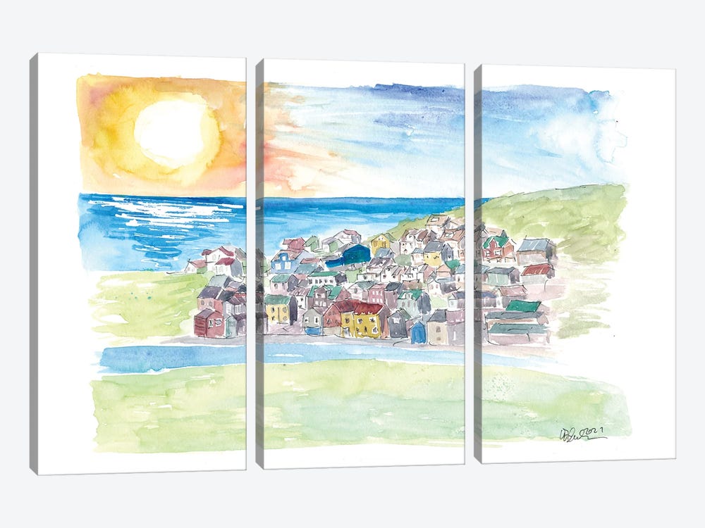 Nolsoy Faroe Islands Scene With Sea by Markus & Martina Bleichner 3-piece Canvas Print