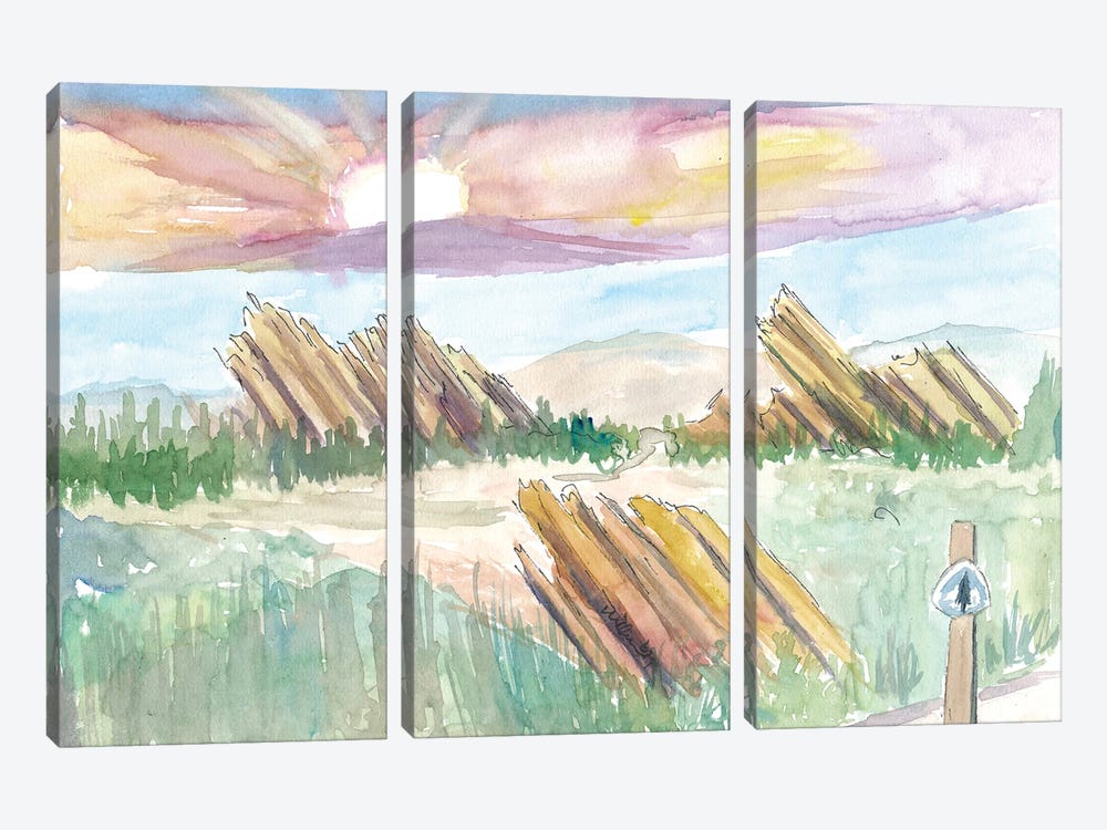 Hiking On Pacific Crest Trail With Vasquez Rocks In Agua Dulce CA by Markus & Martina Bleichner 3-piece Canvas Art
