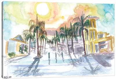 Fort Myers Florida Street Scene With Sunset Canvas Art Print - City Sunrise & Sunset Art