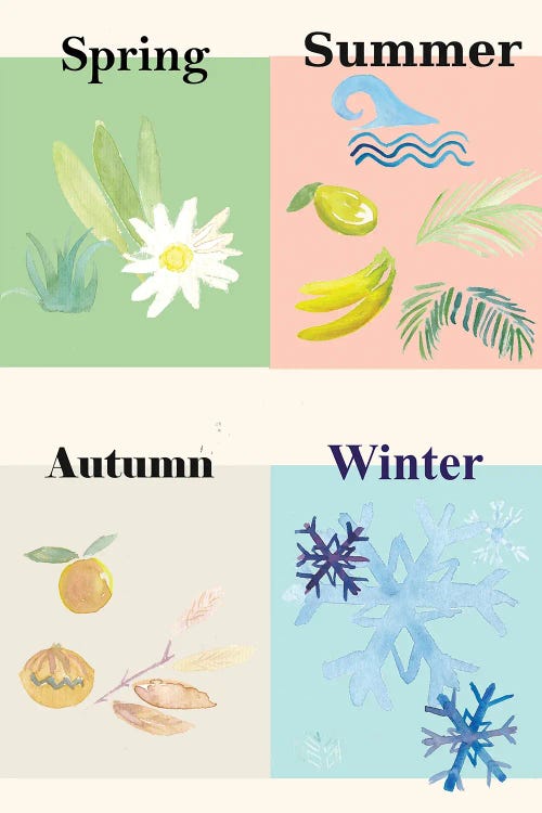 4 Seasons Art Of Spring Summer Autumn And Winter