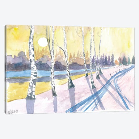 Scandinavian Winter Walk Scene With Snow And Birch Forest Canvas Print #MMB696} by Markus & Martina Bleichner Canvas Print