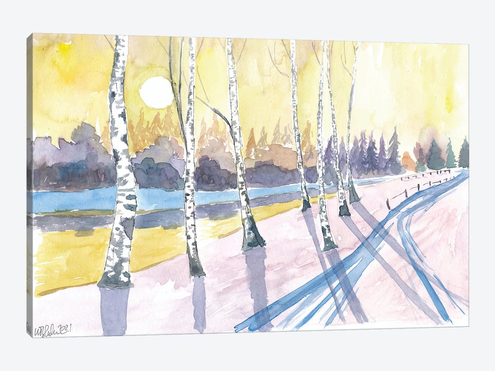 Scandinavian Winter Walk Scene With Snow And Birch Forest by Markus & Martina Bleichner 1-piece Canvas Art