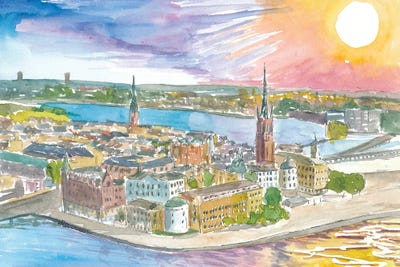 Stockholm Sweden Spectacular Sunset by Markus & Martina Bleichner multi panel art