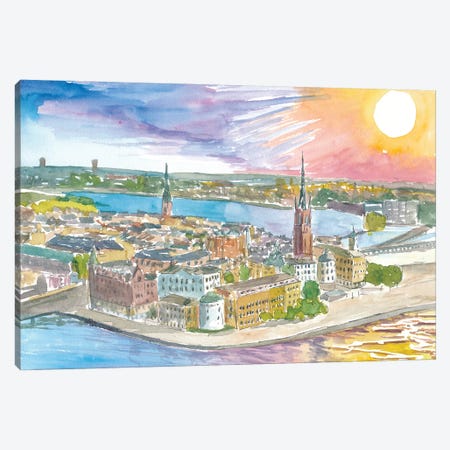 Stockholm Sweden Spectacular Sunset Canvas Print #MMB698} by Markus & Martina Bleichner Canvas Wall Art