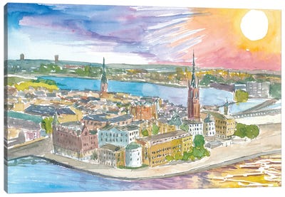 Stockholm Sweden Spectacular Sunset Canvas Art Print - Stockholm