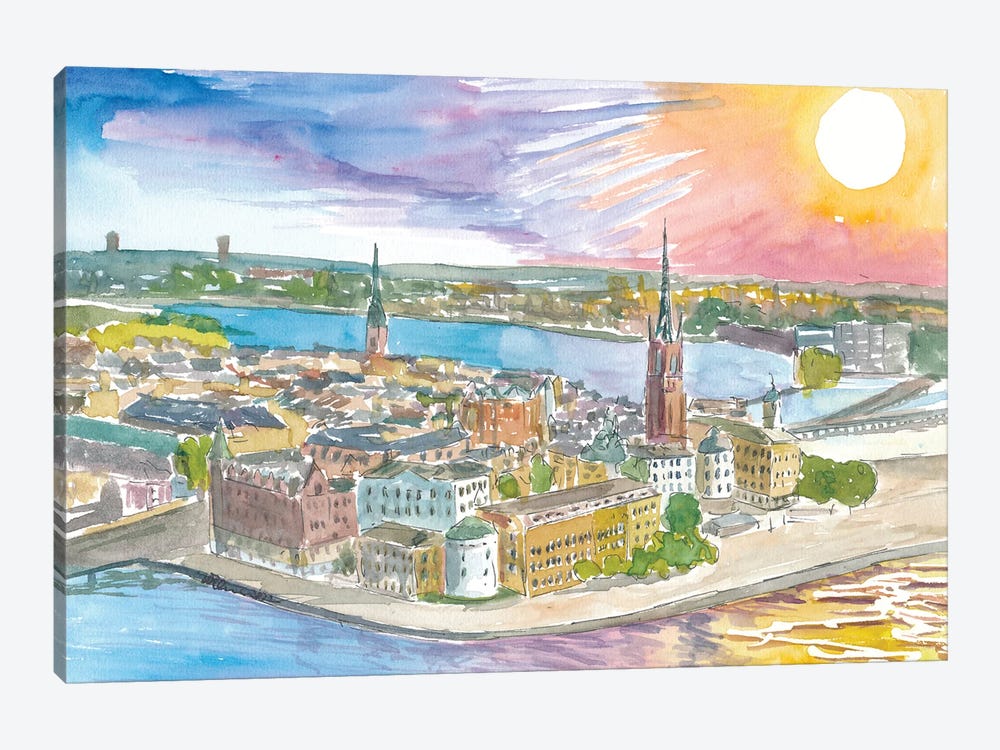 Stockholm Sweden Spectacular Sunset by Markus & Martina Bleichner 1-piece Canvas Artwork