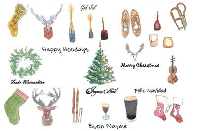 Happy Holidays Merry Christmas God Jul Art For Love by Markus & Martina Bleichner framed canvas print