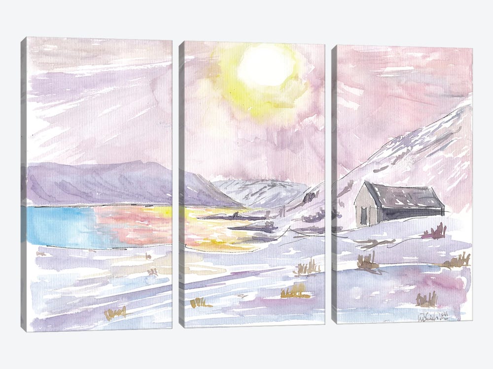Winter In The Highlands Romantic Scottish With Loch by Markus & Martina Bleichner 3-piece Canvas Artwork