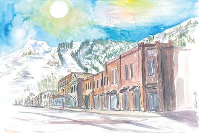 Aspen Winter Street In Colorado by Markus &amp; Martina Bleichner art print