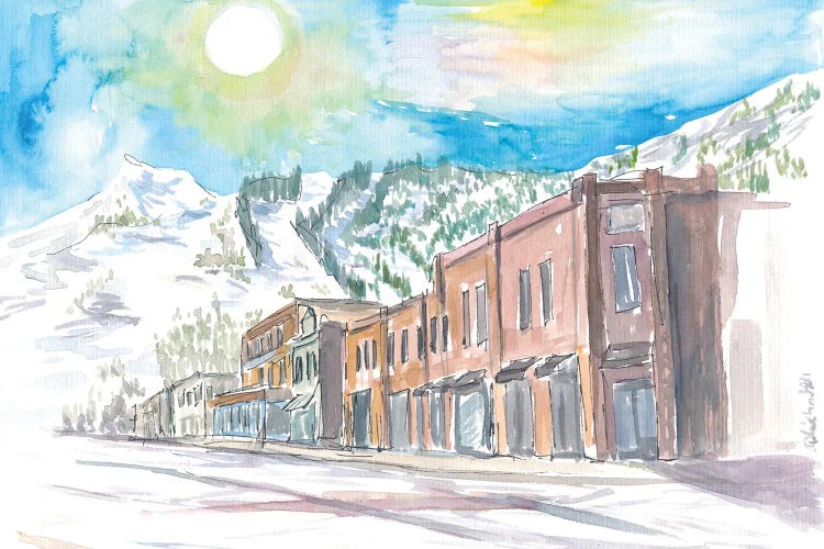 Aspen Winter Street In Colorado by Markus & Martina Bleichner wall art