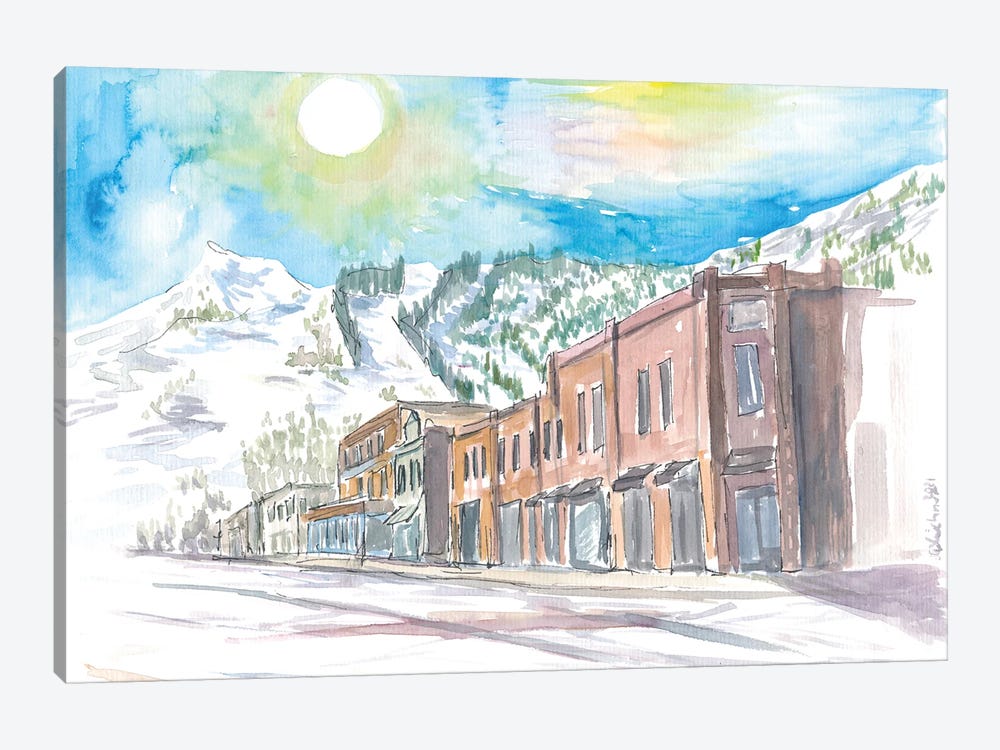 Aspen Winter Street In Colorado by Markus & Martina Bleichner 1-piece Canvas Art Print
