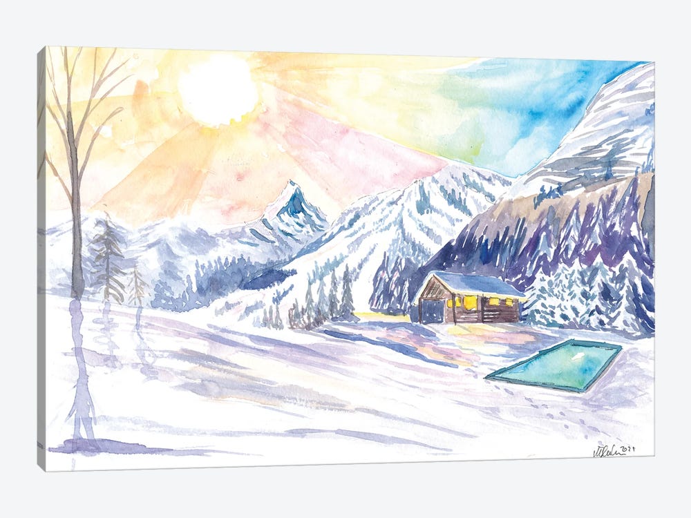 Lonely Winter Hideaway In Cozy Mountain Lodge With Outdoor Pool by Markus & Martina Bleichner 1-piece Canvas Print