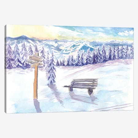 Romantic Ski Tour Day With Mountains And Trees Canvas Print #MMB713} by Markus & Martina Bleichner Art Print