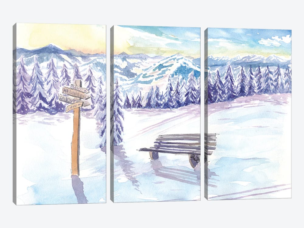 Romantic Ski Tour Day With Mountains And Trees by Markus & Martina Bleichner 3-piece Canvas Artwork