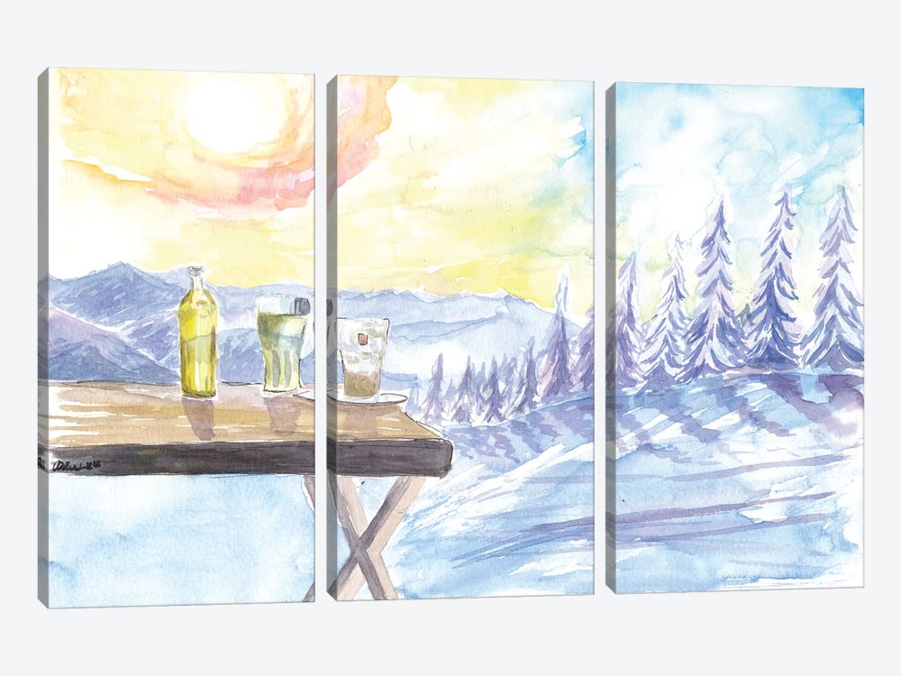Perfect Mountain Day With Refreshments At The Mountain Lodge by Markus & Martina Bleichner 3-piece Canvas Art