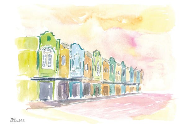 Markus & Martina Bleichner: Dunedin New Zealand Watercolor Street Scene by Markus & Martina Bleichner