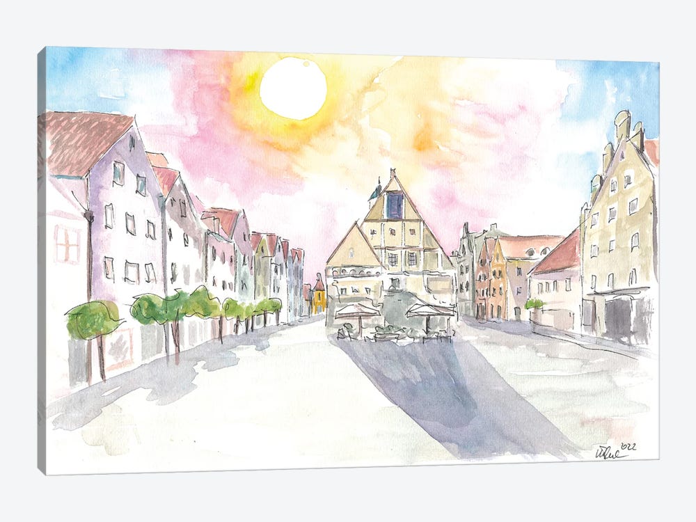 Weiden Old Town Square With City Hall In Upper Palatinate by Markus & Martina Bleichner 1-piece Canvas Wall Art