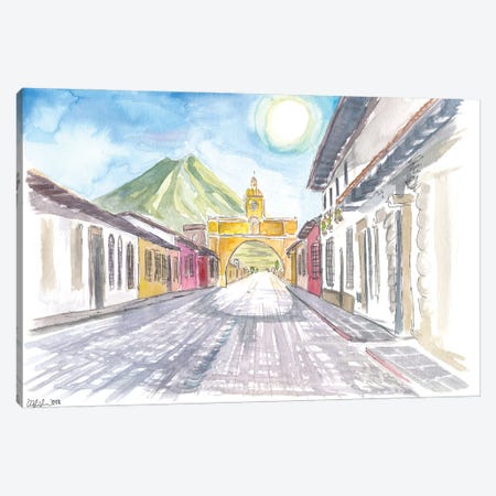 Antigua Guatemala Colonial Street With Santa Catalina Arch Canvas Print #MMB722} by Markus & Martina Bleichner Canvas Art