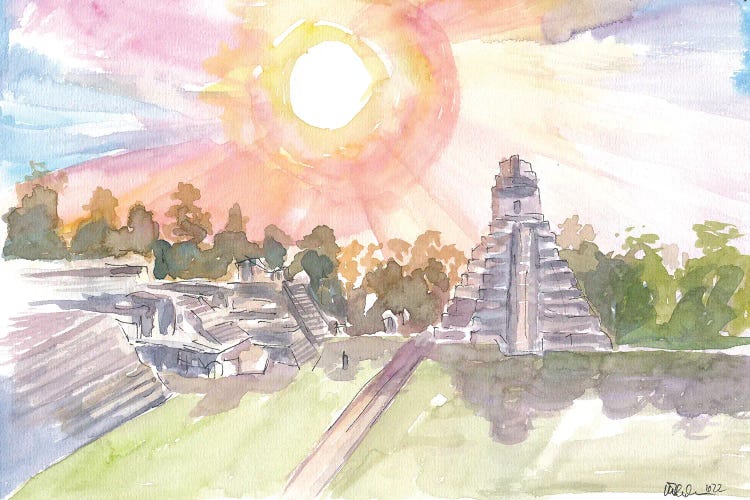 Tikal Guatemala Mayan Ruins With Sunset by Markus & Martina Bleichner wall art